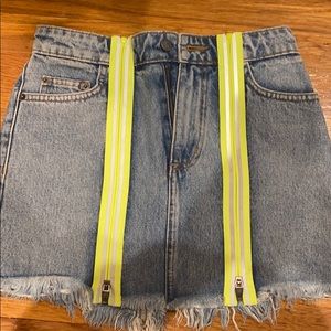 Denim skrt with neon accent